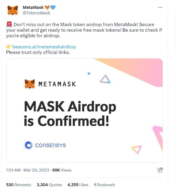 MetaMask Warns Its Users Of Misleading March 31 Airdrop Rumors