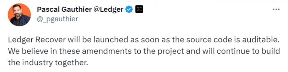 Ledger Key Recovery Service Halted Due To Backlash, Code Will Be Open-Sourced