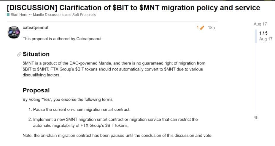 Mantle Stops FTX From Converting 43 Million Dollars In BIT To MNT