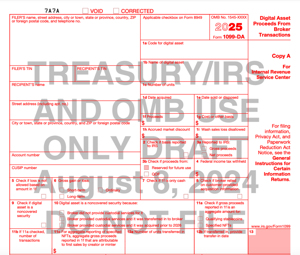 IRS Updates Crypto Tax Reporting Requirements: Form 1099-DA Explained