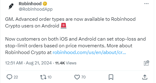 Robinhood Android App Gets Major Upgrade Introducing Advanced Crypto Trading Tools