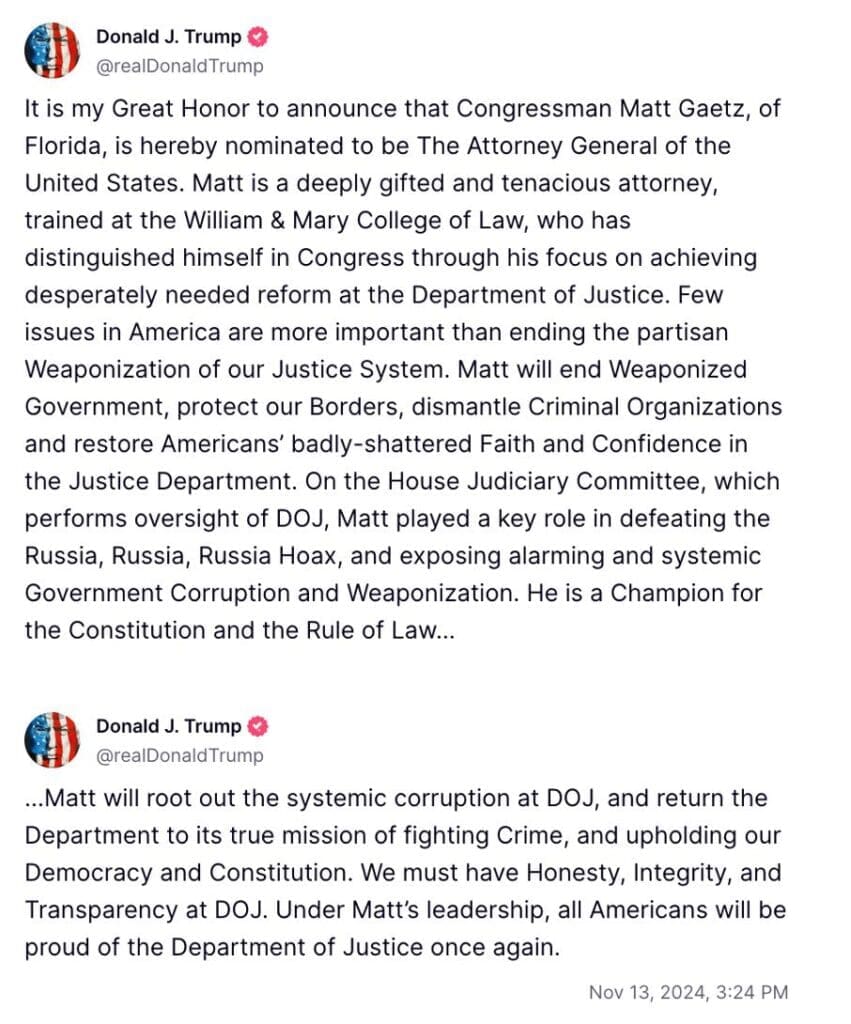 Matt Gaetz Attorney General